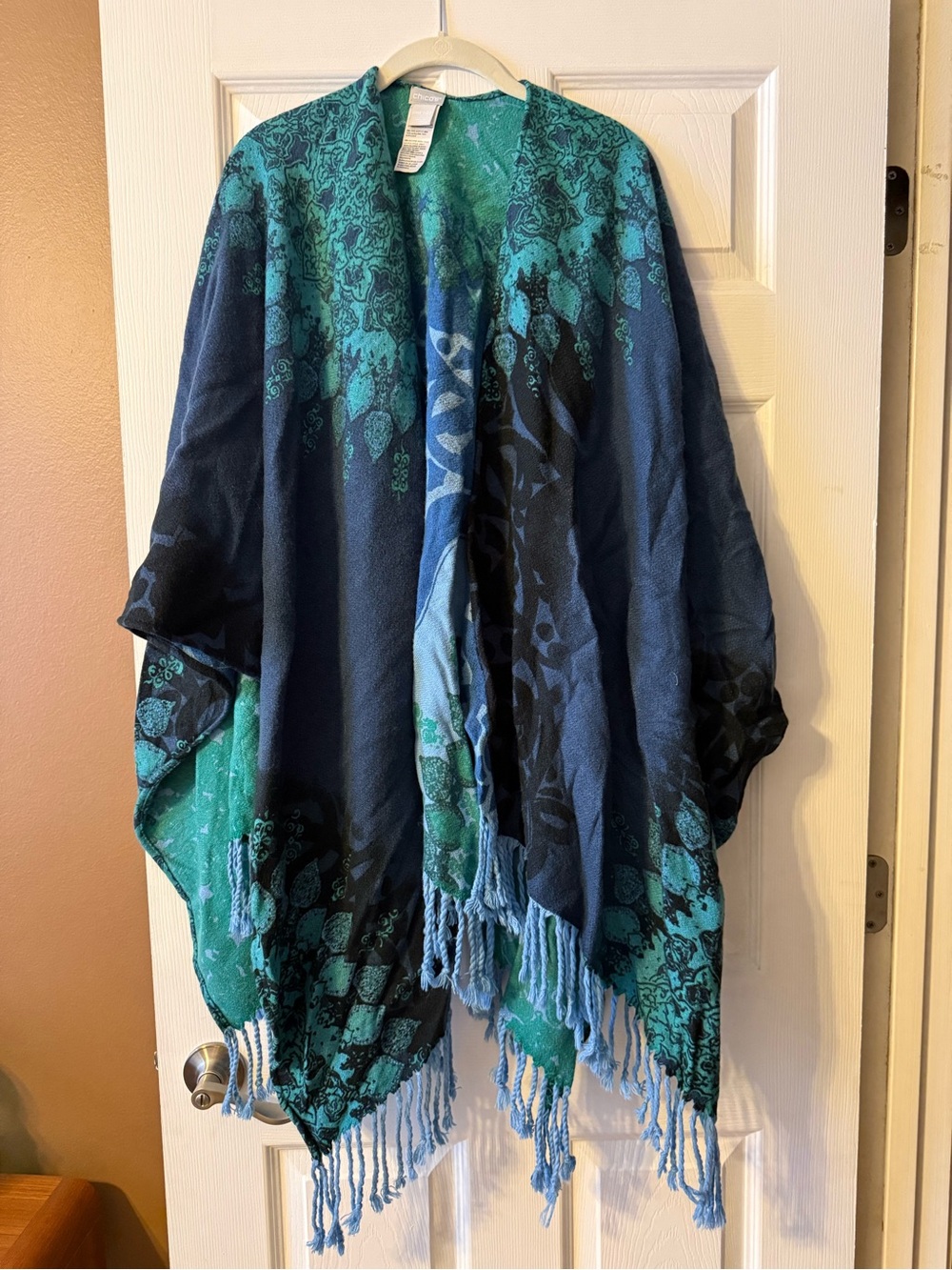 Chico's Textured Knit Sweater Poncho Wrap - Style 570317624 Like New